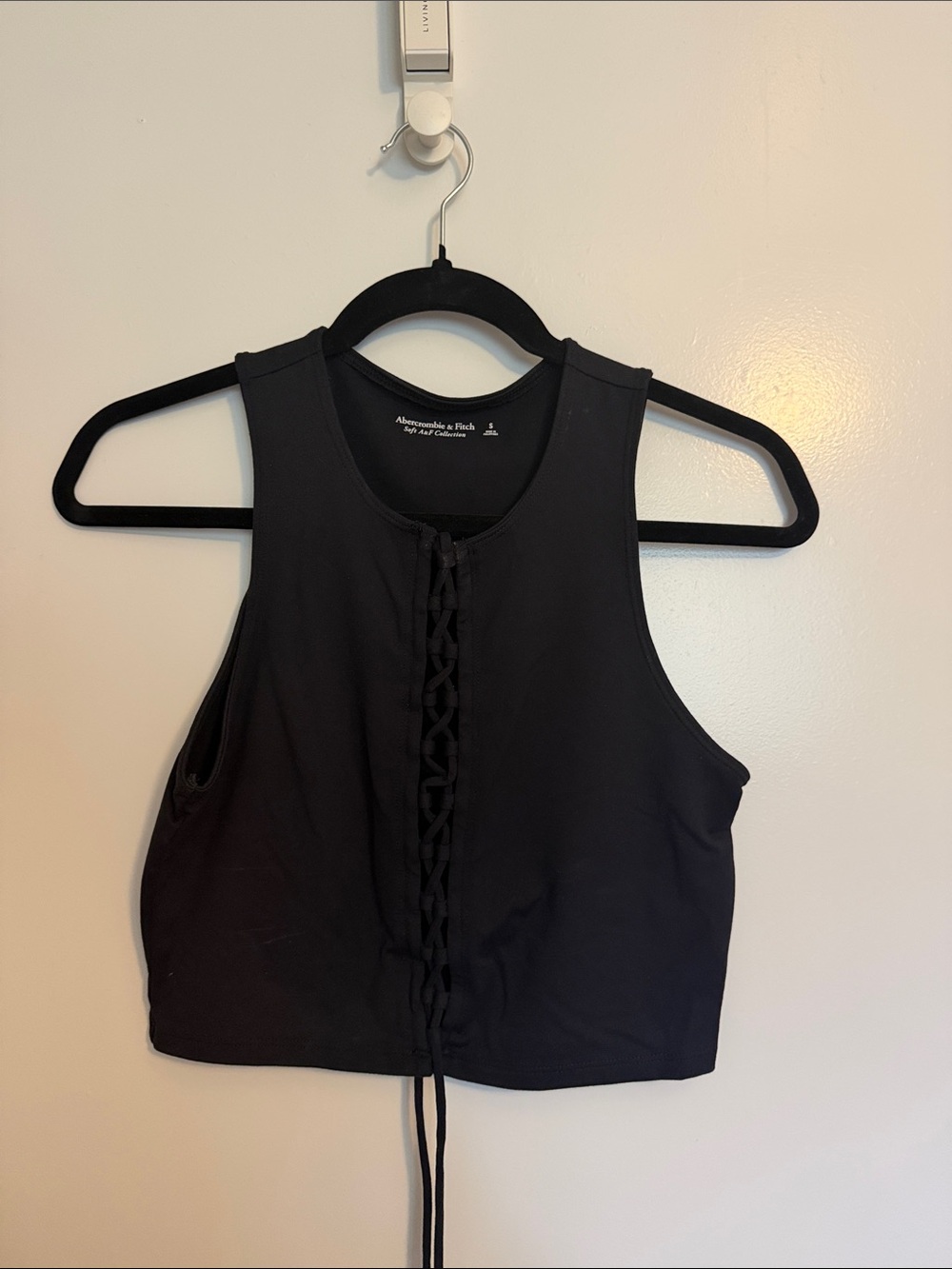 Abercrombie & Fitch Black Lace-Up Cropped Tank
